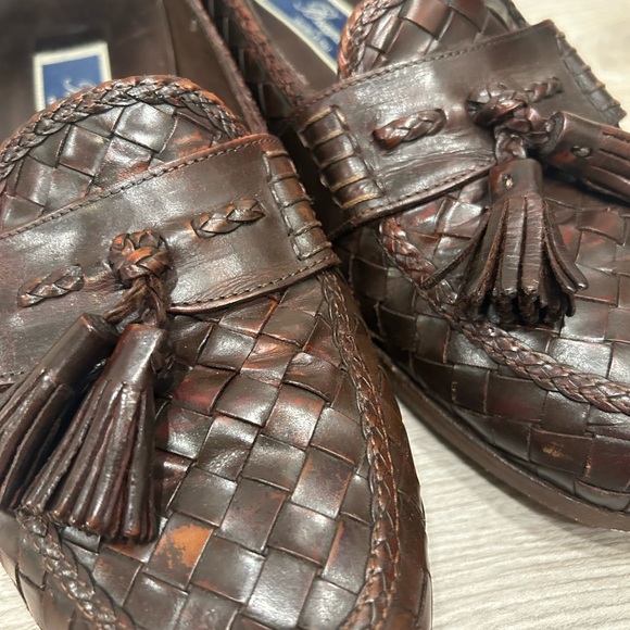 Bragano Brown Woven Leather Loafers 8.5 Italian Made in Italy - Picture 12 of 12